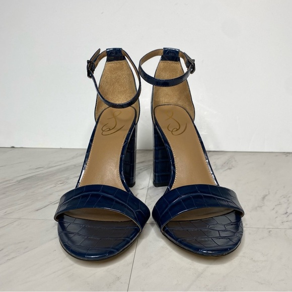 Sam Edelman Yaro Blue Crocodile Block Heel Sandal 9 1/2 M - Picture 2 of 14